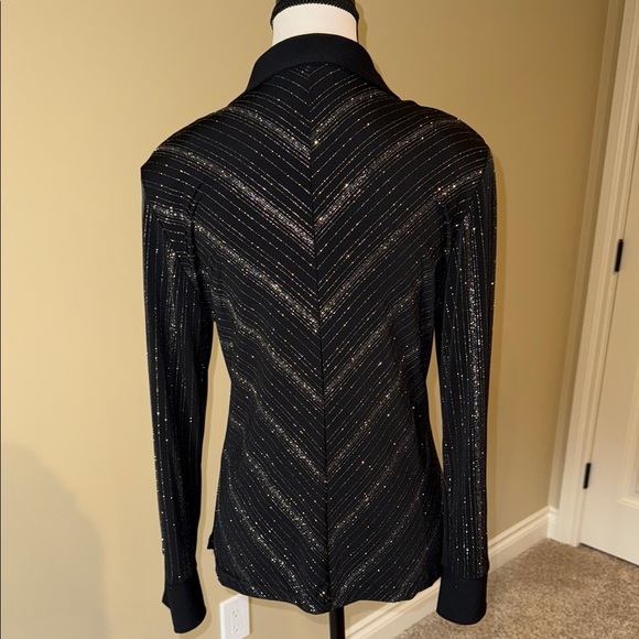 Artex Fashions Blouse Sweater Jacket Elegant Black Silver Sparkle Women's Size M - Picture 3 of 11